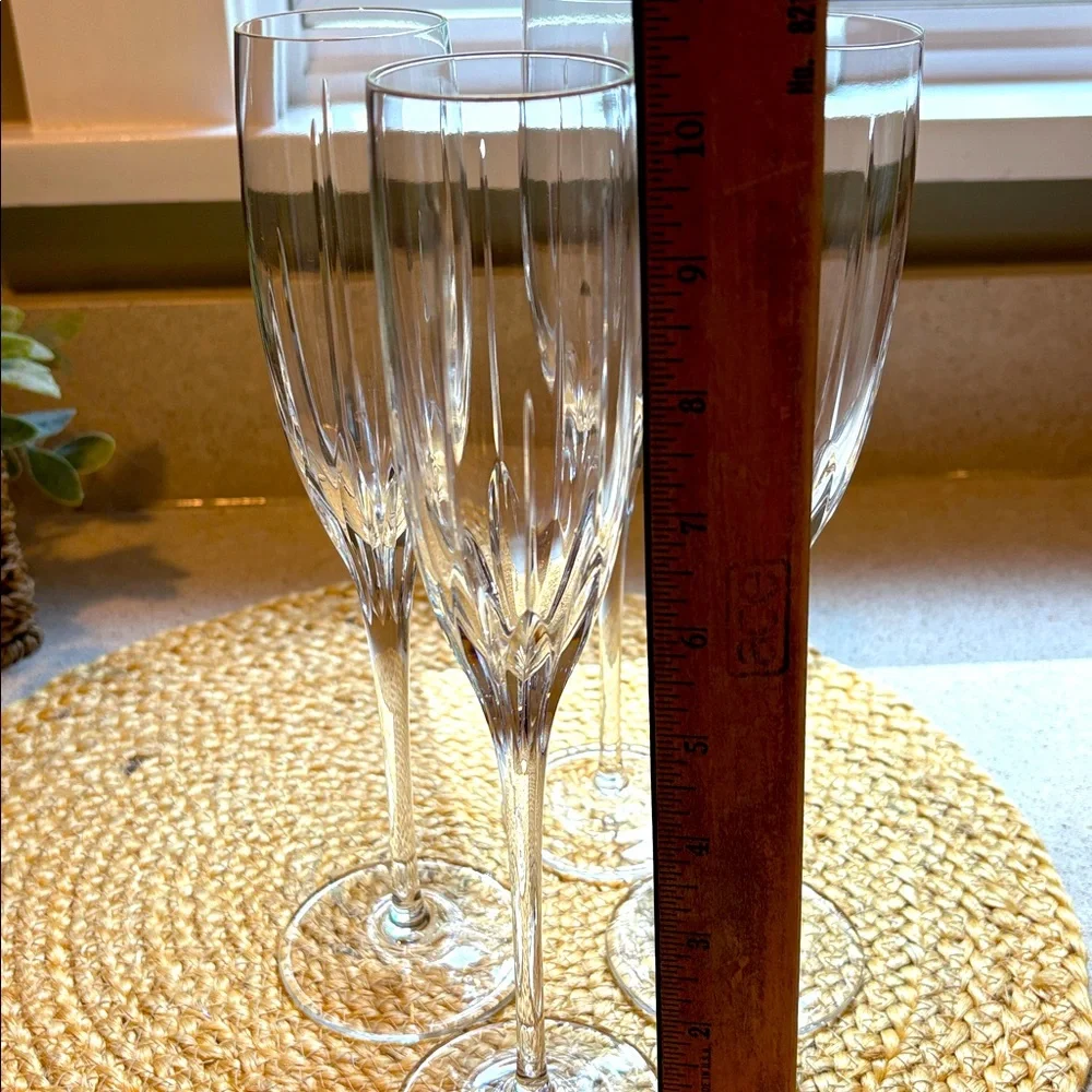 (4) Lenox Millennium Fluted Champagne Glasses - Starfire